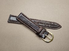Vintage NOS 18mm Dark Brown Padded  Stitched Genuine Lizard Watch Band