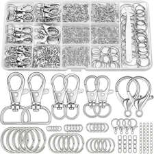 460PCS Keychain Making Kit, Key Chain Clips with Key Rings Bulk, Metal Lobster C