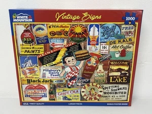 White Mountain Vintage Signs Jigsaw Puzzle 1000 Pc Larger Pieces 24 x 30 New