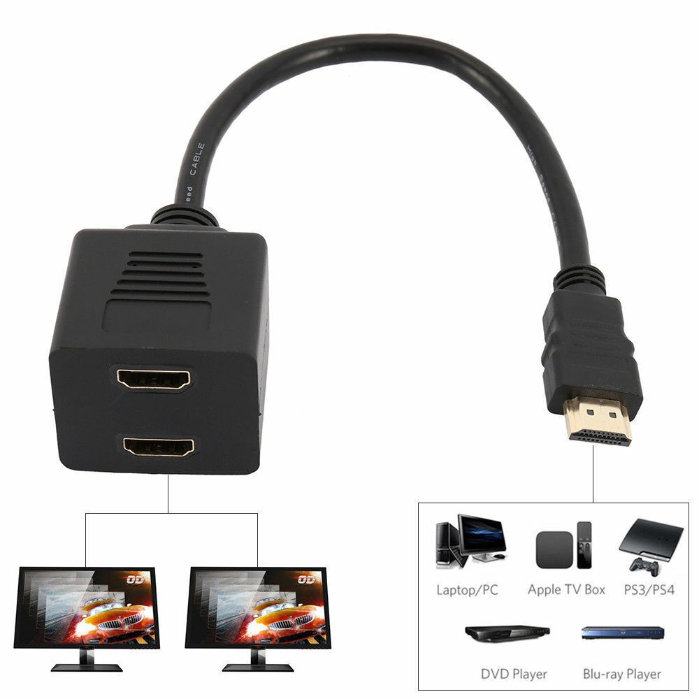 HDMI Male to 2x Dual Adapter Cable | STOCK IN SPAIN