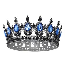 YOUldIANZI Queen Crown Rhinestone Wedding Crowns Tiaras - Black Blue