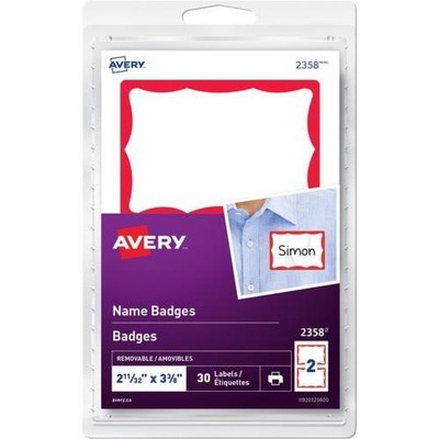 Avery Name Badge Labelsfor Laser or Inkjet Printers, 2 11/32 2358