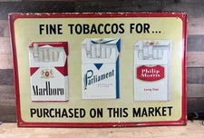 Vintage Marlboro Phillip Morris Cigarette Tobacco Advertising Tin Sign 