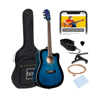 Best Choice Products 41'' Acoustic Guitar Blue Starter Set