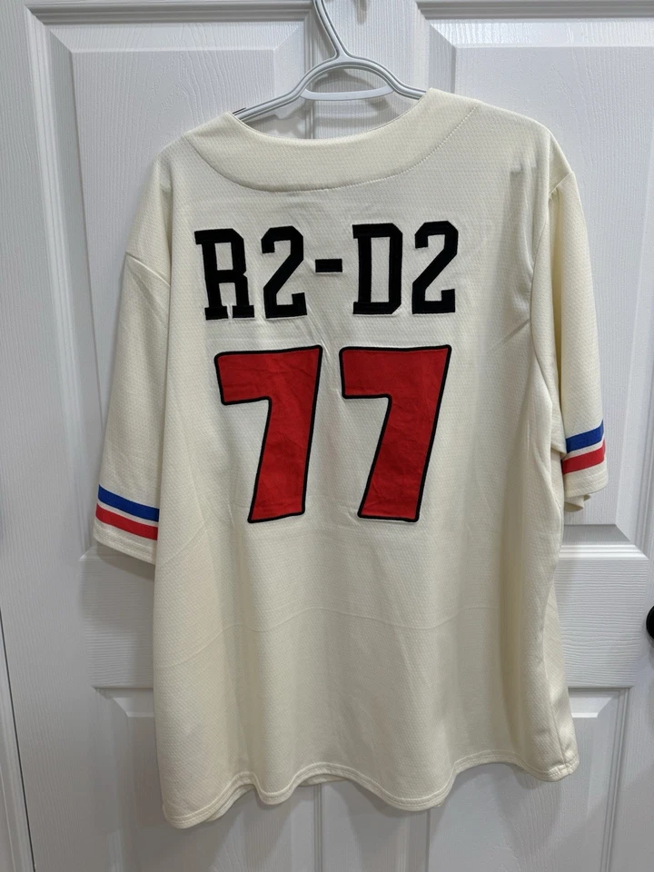 Disney Star Wars R2-D2 Baseball Jersey R2-D2 77 Baseball Jersey NEW NO TAG - Image 2 of 3