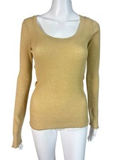 Michael Stars Women's Size OS Top T Shirt Stretch Ribbed Butter Yellow Boho