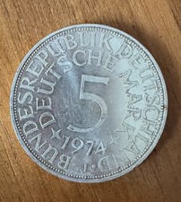 5 DM M&uuml;nze Bundesrepublik Deutschland 1974 SilberAdler, 7g Feinsilber