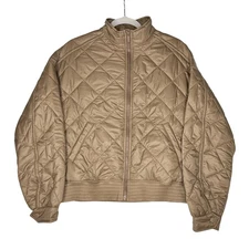 TravisMathew Jacket Mens XS Camel Quilted Bomber Nylon Puffer Golf Style 1LE104
