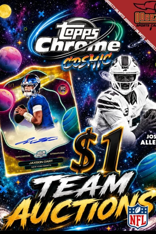 $1 FULL CASE AUCTIONS: 2025 Cosmic Chrome NFL #2000 #2043 #2044