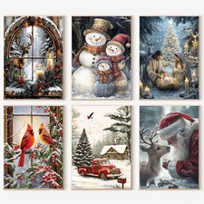 6 Pack Christmas Paint by Numbers Kits 16 x 12 Inch