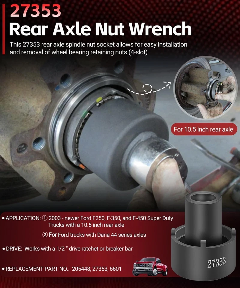 27353 Rear Axle Nut Wrench for Ford F-250, F-350, F-450 Super Duty Truck 2003-up - Image 2 of 4