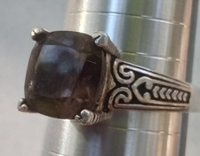 Beautiful Southwestern 925 Smokey Quartz Gemstone Ring Sz 11