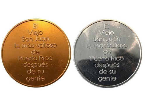 Set 2 Ficha COMERCIANTE SAN JUAN PUERTO RICO Parking Token Transit coin vale 80s - 第 2/8 張圖片