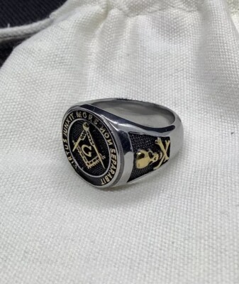 Herren Freimaurer Ring Freimaurer Silber Gold Freimaurermeister Mason Siegelring U 10