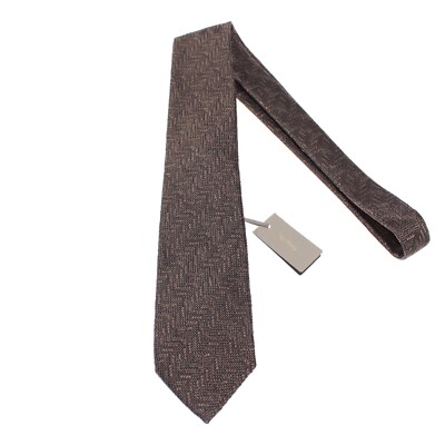 Tom Ford NWT Neck Tie in Textured Brown/Navy 100% Silk Made in Italy