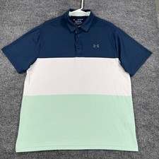 Under Armour Playoff Polo Shirt Mens XL Extra Large Blue Green Short Sleeve Golf