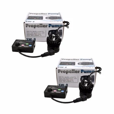 2 Pack Jebao SW8 Propeller Water Pump Wavemaker with Controller and Magnet Mount