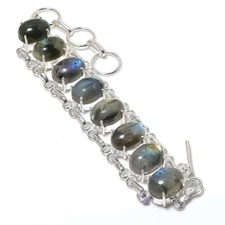 Labradorite Gemstone Handmade 925 Sterling Silver Jewelry Bracelet Size 7-8"