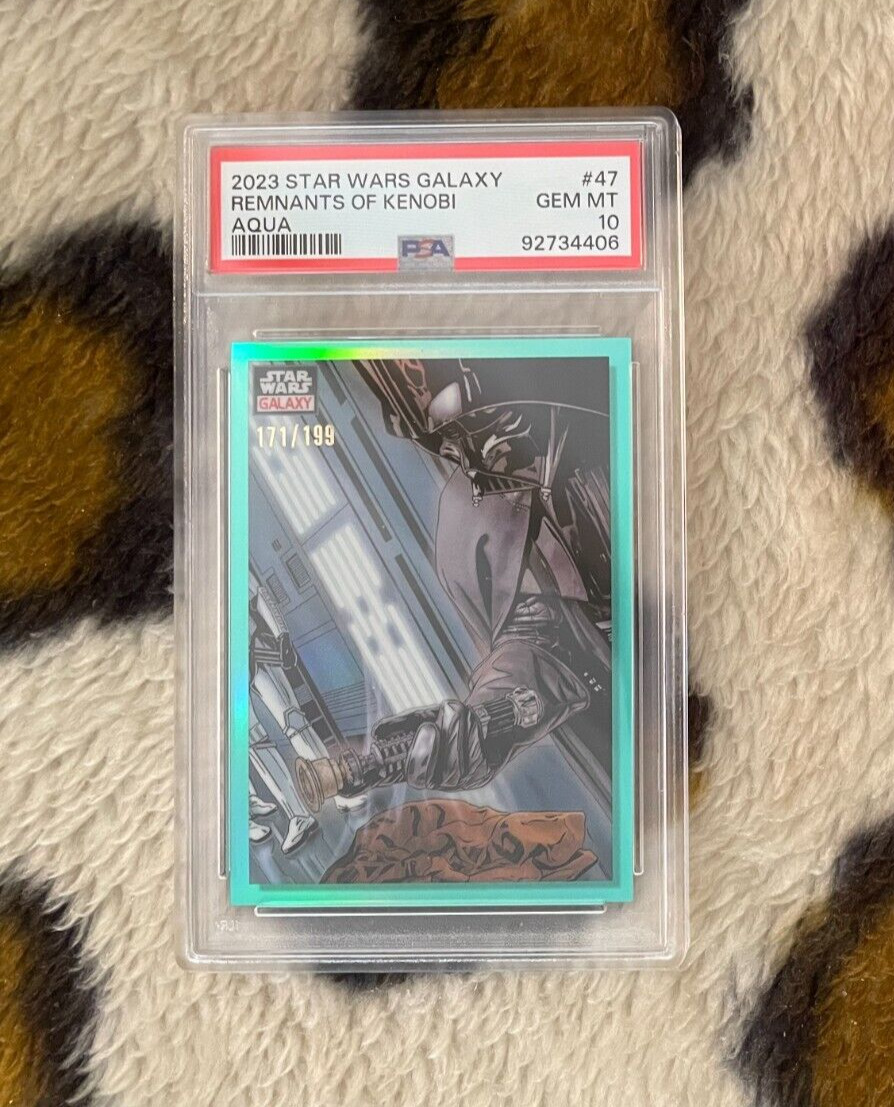 2023 Topps Chrome Star Wars Galaxy #47 REMNANTS OF KENOBI Aqua 171/199 PSA 10