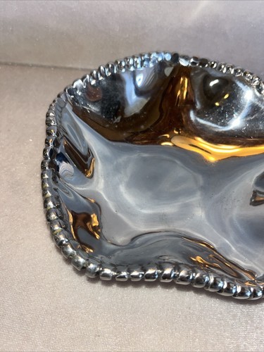 Beatriz Ball Organic Pearl Nova Bowl Small Dish Beaded Edge Silver Tone - Picture 3 of 13