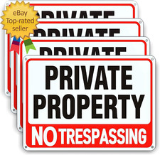 4 Pack Large No Trespassing Signs Private Property, 8X12 Inch Rust Free Aluminum