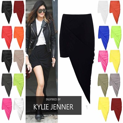 Womens Wrap Asymmetric Drape Ruched Party Side Split Slit Midi Mini Maxi  Skirt UK