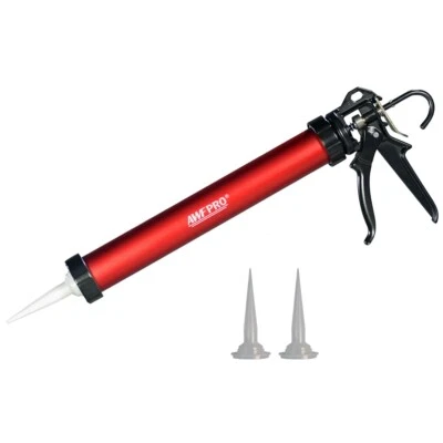 AWF PRO Pro Sausage Caulk Gun, 25:1 Thrust - 20 oz Foil Pack and 10 oz Cartridge, 3 Tips