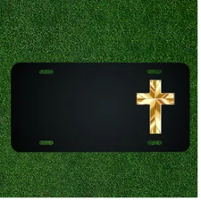 Custom Personalized License Plate With Add Names To Golden Cross Design NEW