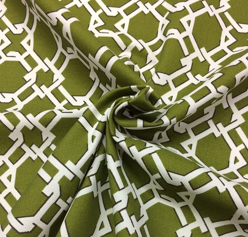 LACEFIELD DESIGNS KEENLAND BASIL GREEN GEOMETRIC TRELLIS HEAVY FABRIC BTY 54"W - Picture 4 of 5