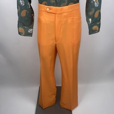 Vtg 60s 70s Jaymar Pants Sansabelt Disco Polyester Orange Leisure Suit Men 38 31