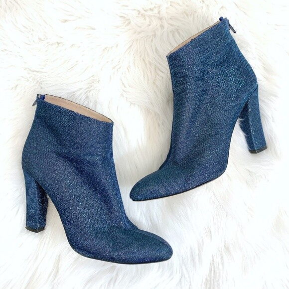 blue metallic booties