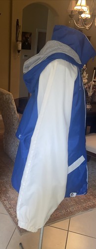 VIntage Perry Ellis America Windbreaker Rain Jacket Zip Snap Blue White Logo L - Picture 11 of 22