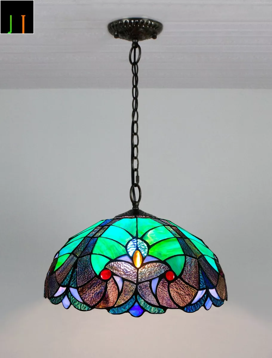 New Arrival JT Tiffany Stained Glass Victorian Style 16 Inch Shade Pendant Lamp