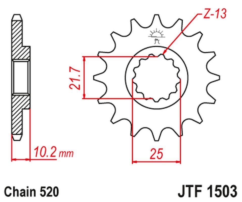 Pignon avant JT 13 dents optimise la transmission dynamique de votre Kawasaki KEF 300