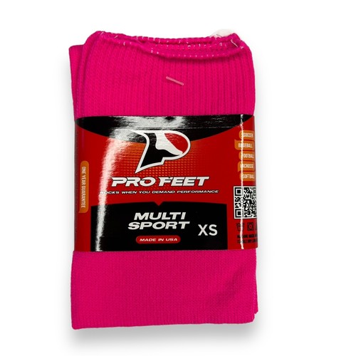 Pro Feet Sport Socks Kids Size XS 5-7 Athletic Lightweight 1 Pair Neon Pink