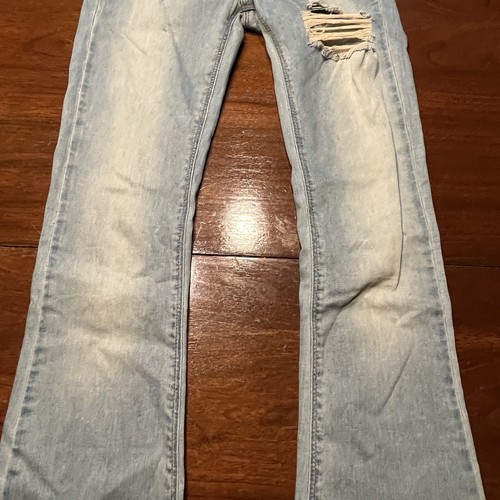 ASOS Denim Women Waist 26 Inseam 32 Light Wash Distressed Destroyed Mid Rise - Picture 3 of 14