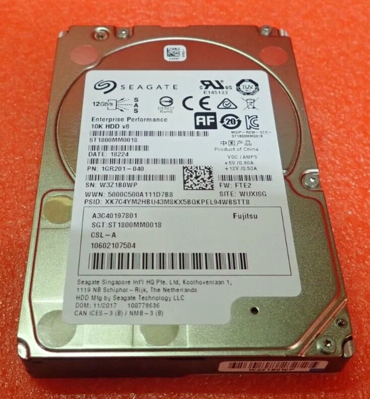 Fujitsu 1.8TB 10K SAS 12G 512e 2.5" Hot-Plug HDD Hard Drive S26361-F4041-L180 - Image 2 of 4