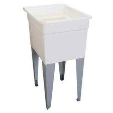 Bañera de lavandería MUSTEE de plástico lavabo blanco único lavabo utilitario cuenco 18 pulgadas x 24 in.