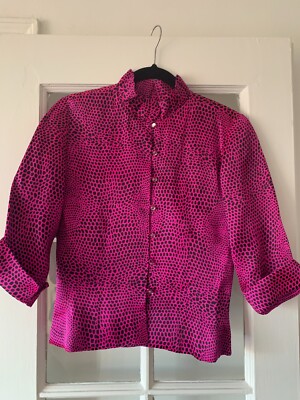 Sylvia Heisel Women's 100% Silk Crystal Button Up Fitted Top Size S
