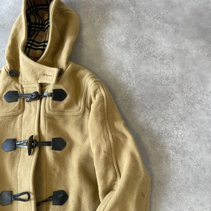 Burberry London Duffle Coat Kids 14 Vintage Nova Check Wool Coat, Tan Brown - Image 3 of 4