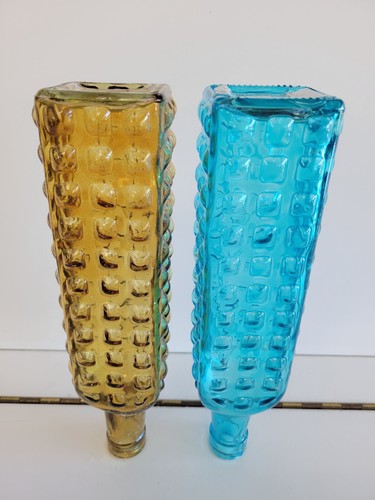 2 BOTTIGLIE DECORATIVE QUADRATE IN VETRO AMBRA E ZAFFIRO 10,25 POLLICI CONTIENE 20 OZS - Foto 8 di 8