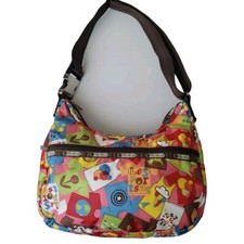 LeSportsac Earth Day Tees Hobo Handbag Colorful Nylon Shoulder Bag Purse
