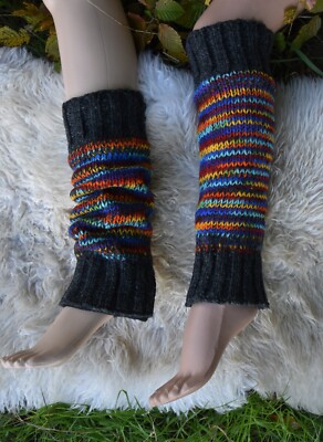 Strick Beinstulpen Gefüttert,Bunte Wollstulpen,Strick Leg Warmers,Winter Stulpen