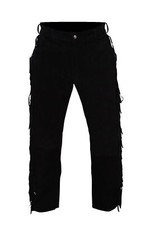 Men American Western Cowboy Soft Black Buckskin Buffalo Suede Leather Pants