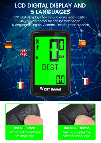 Odómetro inalámbrico para computadora para bicicleta 21 tipos de funciones velocímetro impermeable - Imagen 12 de 22
