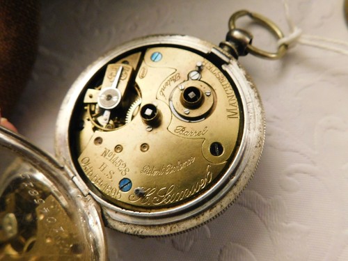 RARE 1895 VINTAGE H SAMUEL MANCHESTER KEY WIND POCKET WATCH STERLING SILVER CASE - Picture 11 of 16
