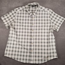 Eddie Bauer Performance Green White Short Sleeve Button Up Shirt Mens 2XL XXL