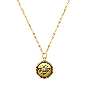 Authentic Women Honey Bee Bumblebee Pendant Necklace Gold Plated Chain 18"