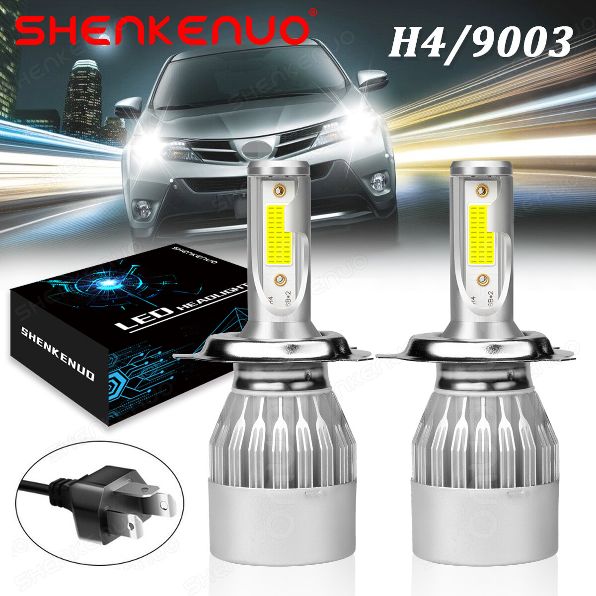 For Toyota Yaris 4Dr Sedan 2007-2011-2019 H4 LED Headlight High