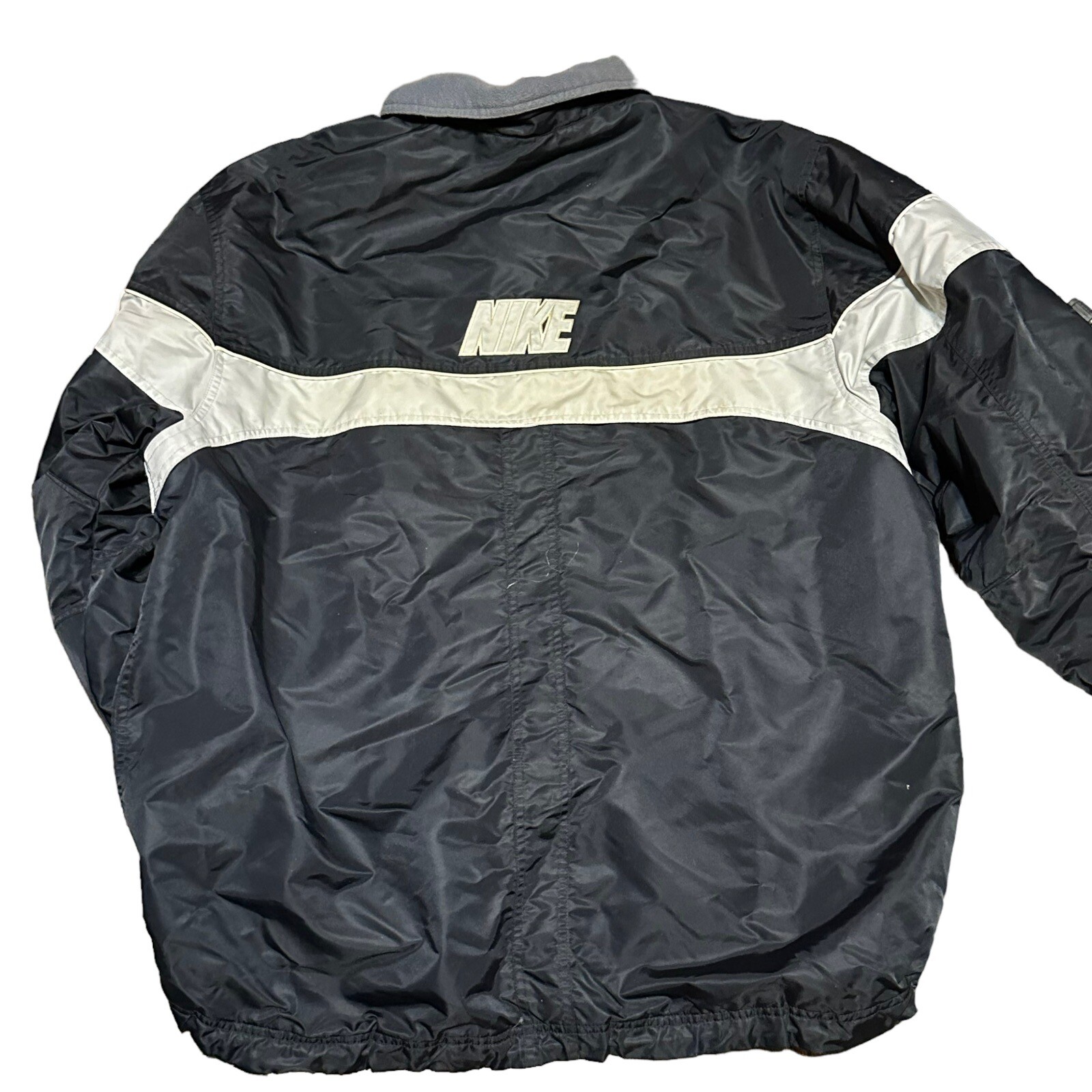 SACAI X NIKE Giacca cappotto vintage Y2K Nike foderato in pile Swoosh anni 2000 full zip nero spell out